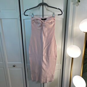 Lillusory Pink Knotted Strapless Sweater Dress